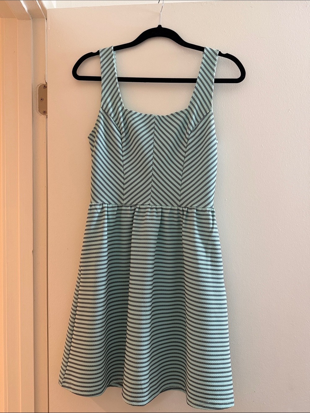 Mint and White Striped Sleeveless Dress